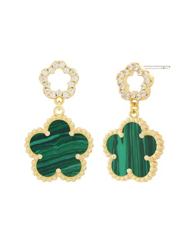 Jankuo 14k Plated Synthetic Emerald Cz Drop-post Earrings