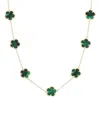 Jankuo 14k Plated Synthetic Emerald Station Necklace In Gold