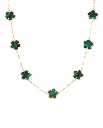 Jankuo 14k Plated Synthetic Emerald Station Necklace