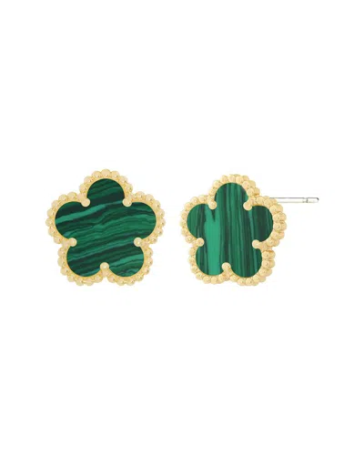 Jankuo 14k Plated Synthetic Emerald Stud-post Earrings