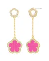 Jankuo 14k Plated Synthetic Fuchsia Cz Long Drop-post Earrings In Gold