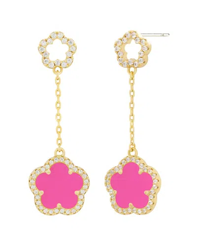 Jankuo 14k Plated Synthetic Fuchsia Cz Long Drop-post Earrings
