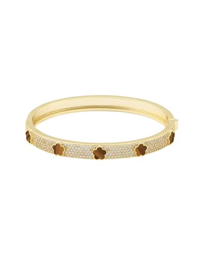 Jankuo 14k Plated Tiger Eye Cz Bangle Bracelet In Brown