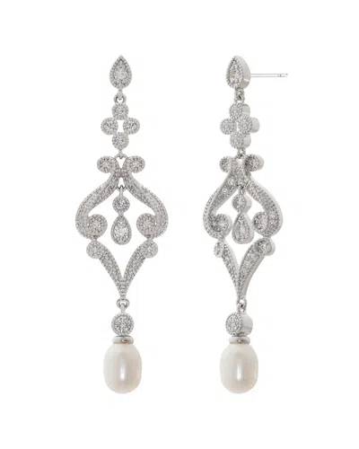 Jankuo 8-10mm Pearl Cz Earrings In Metallic