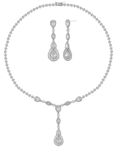 Jankuo Cz Earrings & Necklace Set In Green