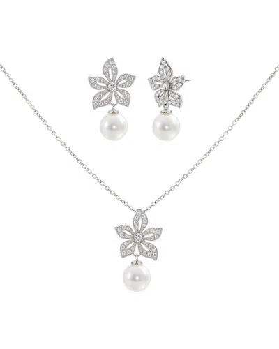 Jankuo Cz Earrings & Necklace Set In White