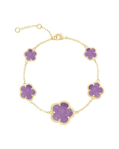 Jankuo Flower 14k Amethyst Crystal Station Bracelet