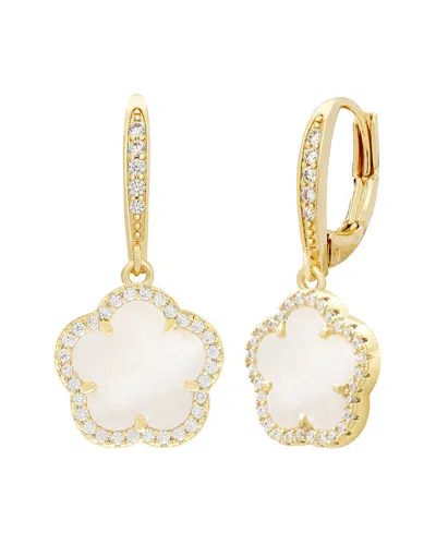 Jankuo Flower 14k Mother Of Pearl Cz Leverback Earrings