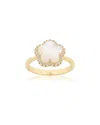 Jankuo Flower 14k Mother Of Pearl Cz Statement Ring