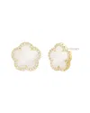 Jankuo Flower 14k Mother Of Pearl Cz Stud Earrings
