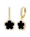 Jankuo Flower 14k Onyx Cz Leverback Earrings
