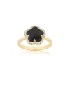 Jankuo Flower 14k Onyx Cz Statement Ring