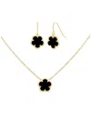 Jankuo Flower 14k Onyx Earrings & Necklace Set