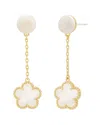 Jankuo Flower 14k Plated 10mm Pearl Long Drop Post Earrings In Gold