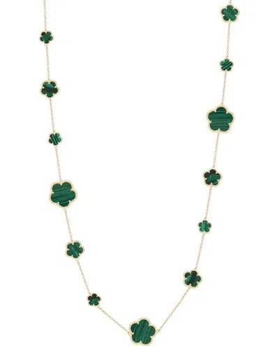 Jankuo Flower 14k Plated 3 Sizes Flower Station Necklace In Green