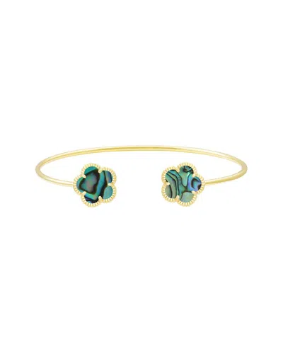 JANKUO JANKUO FLOWER 14K PLATED ABALONE STONE CUFF BRACELET