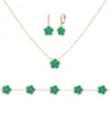 Jankuo Flower 14k Plated Agate Cz Earrings In Gold