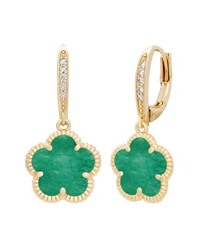 Jankuo Flower 14k Plated Agate Cz Leverback Drop Earrings In Brown