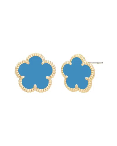 JANKUO JANKUO FLOWER 14K PLATED AGATE STUD POST EARRINGS