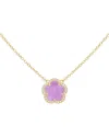 Jankuo Flower 14k Plated Amethyst Crystal Cz Pendant Necklace