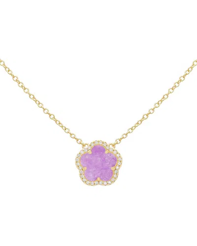 Jankuo Flower 14k Plated Amethyst Crystal Cz Pendant Necklace In Gold