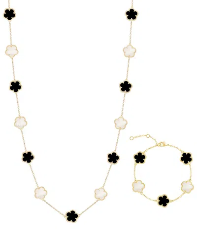 Jankuo Flower 14k Plated Bracelet & Necklace Set In Gold