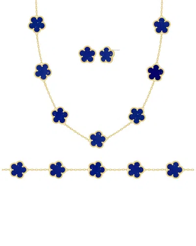 Jankuo Flower 14k Plated Bracelet In Blue