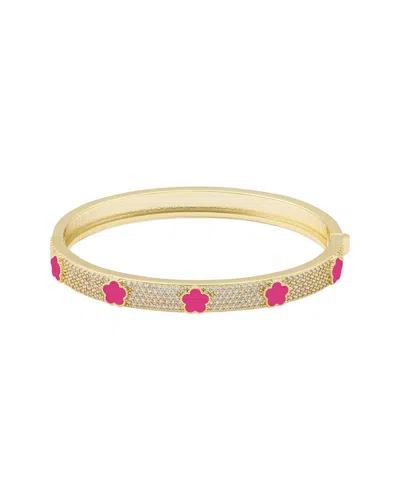 Jankuo Flower 14k Plated Cz Bangle Bracelet In Multi