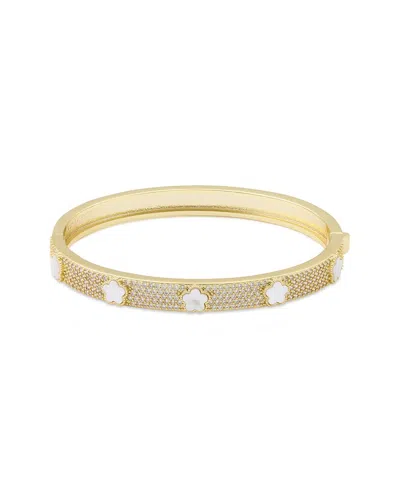 Jankuo Flower 14k Plated Cz Bangle Bracelet In Pattern