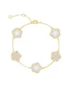 Jankuo Flower 14k Plated Cz Bracelet In Gold