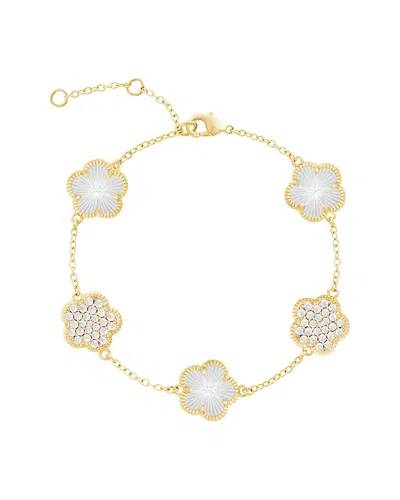 Jankuo Flower 14k Plated Cz Bracelet In Gold