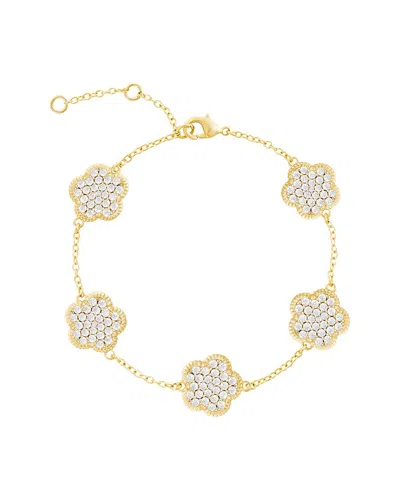 Jankuo Flower 14k Plated Cz Bracelet In Gold