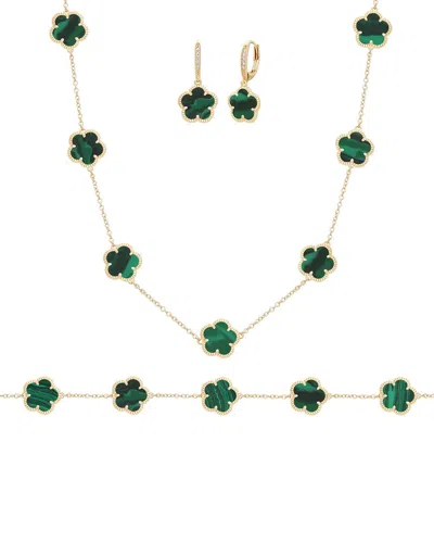 Jankuo Flower 14k Plated Cz Bracelet In Green