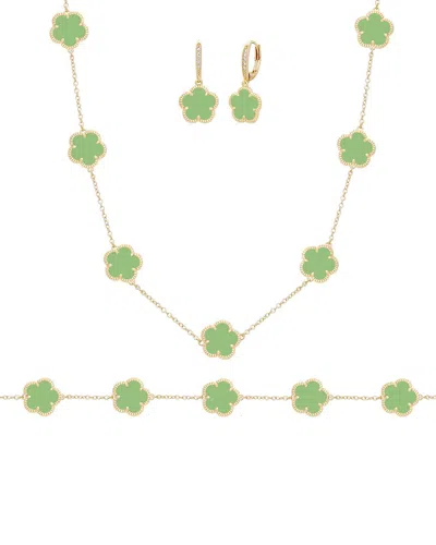 JANKUO JANKUO FLOWER 14K PLATED CZ EARRINGS