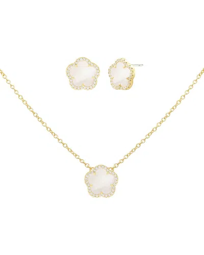 Jankuo Flower 14k Plated Cz Earrings And Pendant Set Earrings And Necklace In Gold