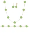 Jankuo Flower 14k Plated Cz Earrings In Green