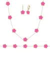 Jankuo Flower 14k Plated Cz Earrings In Pink