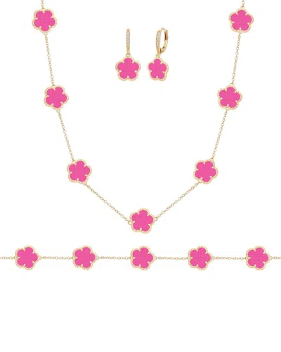 JANKUO JANKUO FLOWER 14K PLATED CZ EARRINGS