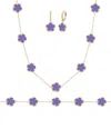Jankuo Flower 14k Plated Cz Earrings In Purple