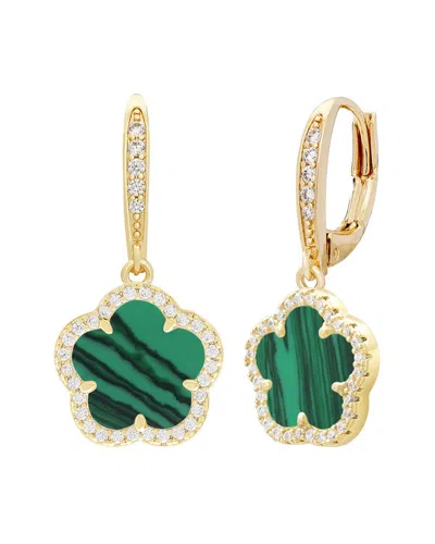 Jankuo Flower 14k Plated Cz Leverback Drop Earrings In Gold