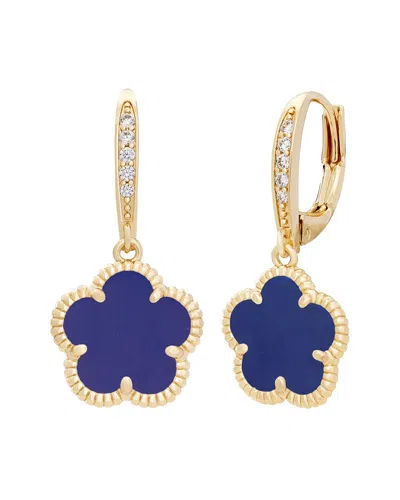 Jankuo Flower 14k Plated Cz Leverback Drop Earrings In Brown