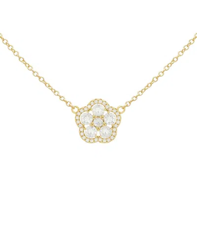Jankuo Flower 14k Plated Cz Pendant Necklace In Gold