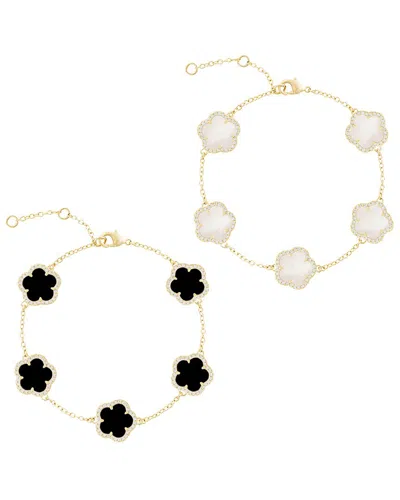 Jankuo Flower 14k Plated Cz Set Of 2 Bracelet Set In Neutral