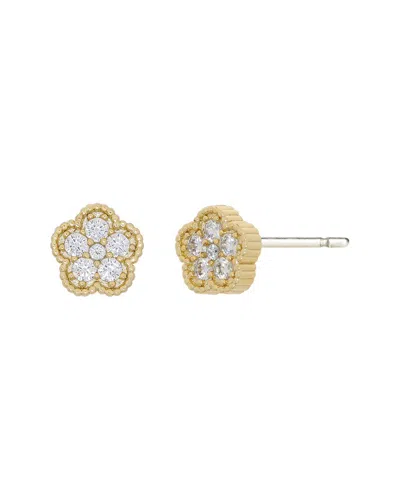 Jankuo Flower 14k Plated Cz Stud-post Earrings In Gold