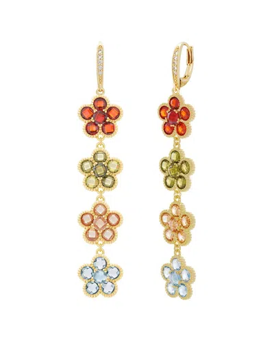 Jankuo Flower 14k Plated Cz Trapper Earrings In Multi