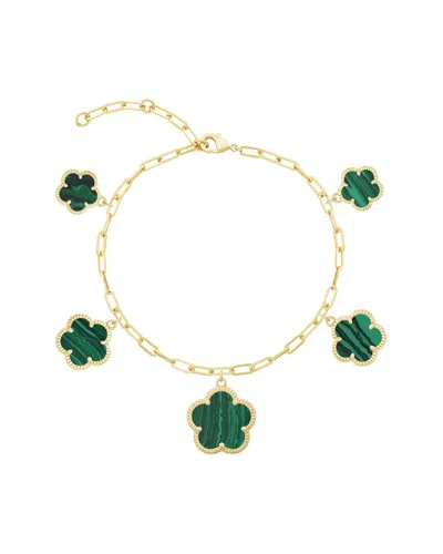 Jankuo Flower 14k Plated Dangle Bracelet In Green