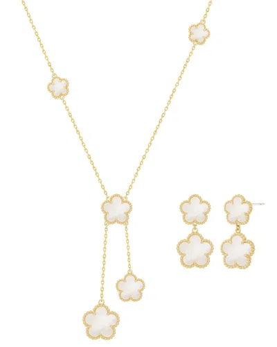 Jankuo Flower 14k Plated Earrings & Necklace Set In Gold