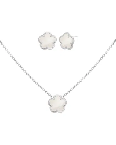 JANKUO JANKUO FLOWER 14K PLATED EARRINGS & NECKLACE SET