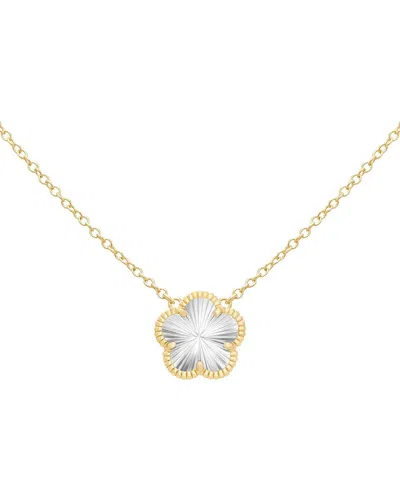 Jankuo Flower 14k Plated Engraved Pendant Necklace In Pink