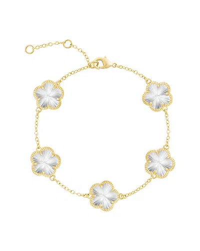 Jankuo Flower 14k Plated Engraved Statement Bracelet In Orange